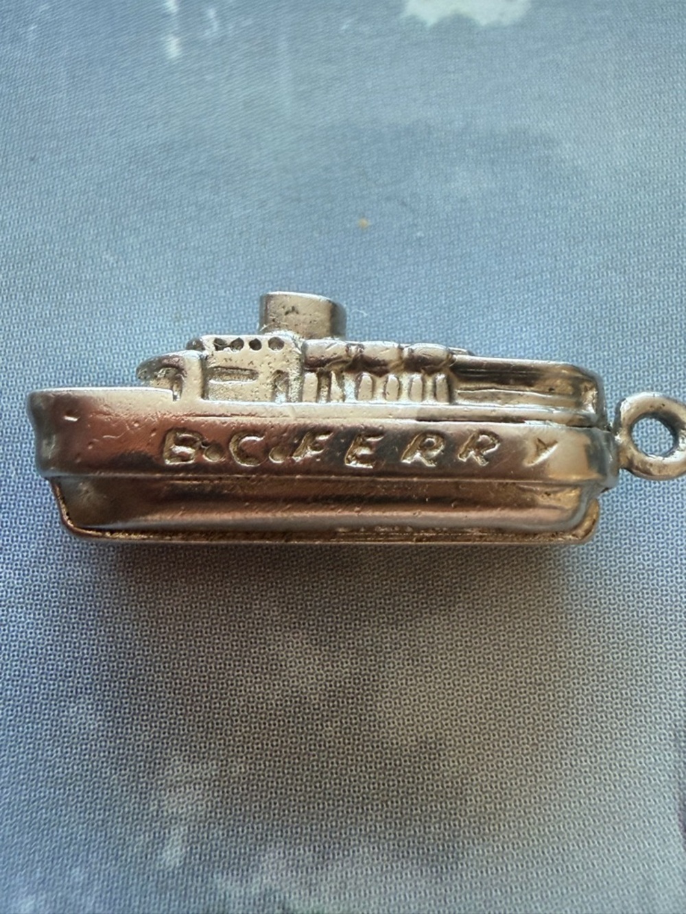 Silver Boat Charm with 'B.C. FERRY' Engraving